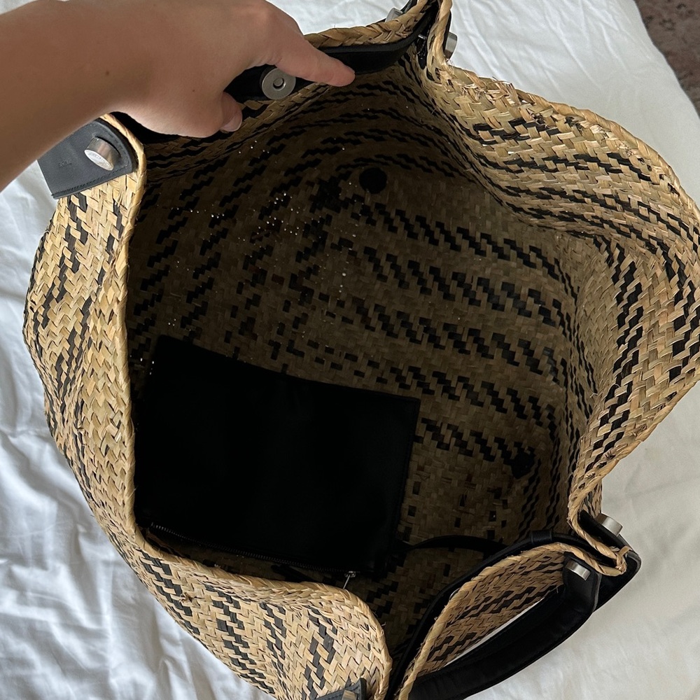 All Saints Tan and Black Woven Tote - Picture 4 of 8